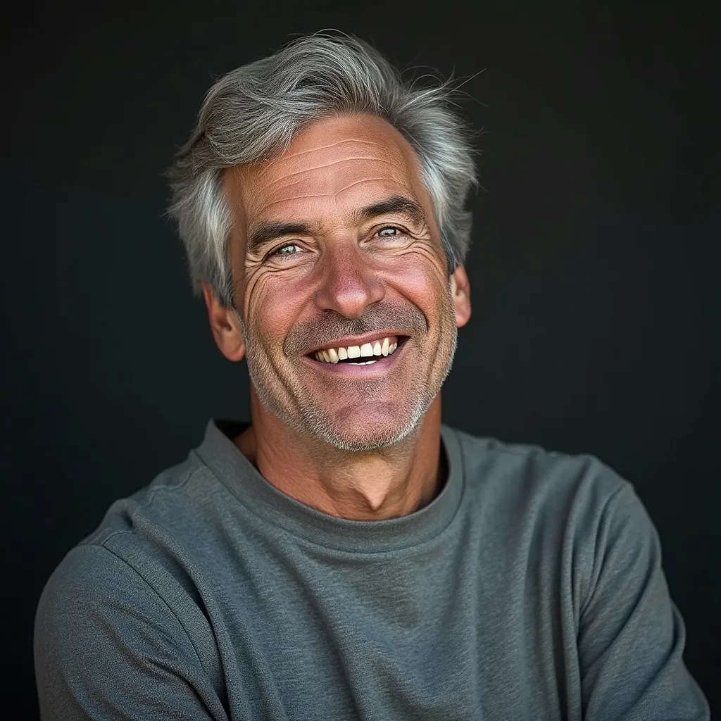 Middle-aged man giving testimonial